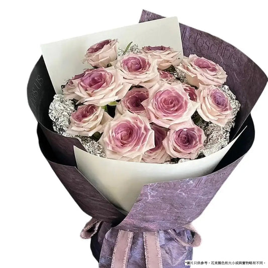 16枝粉紫色玫瑰