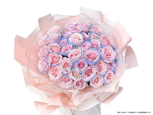 33枝粉藍玫瑰